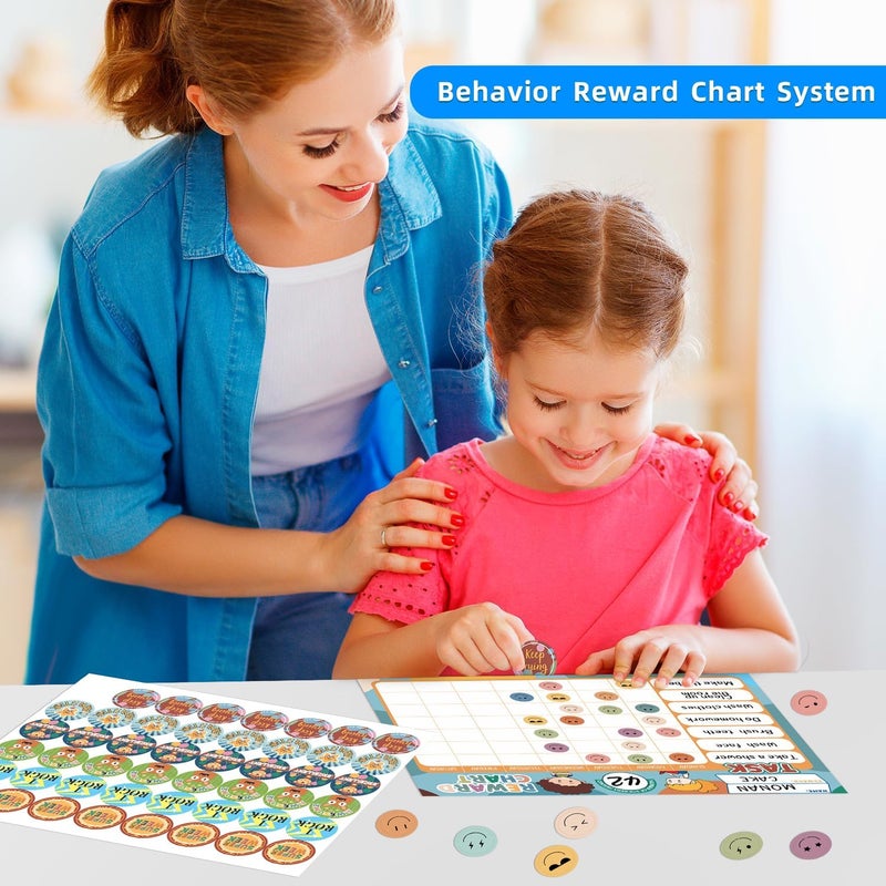 ANSTROUT Boho 32 Chore Charts Behavior Reward Chart System,Sticker Chore Chart Pad for Kids with 2328 Stickers, 12.2" x 9.8" Magnetic Reward Chart to Develop Responsibility & Good Habits. - Image 5